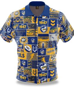 Nrl Parramatta Eels Football Team Since 1947 Yellow Blue Vintage Hawaiian Shirt For Fans