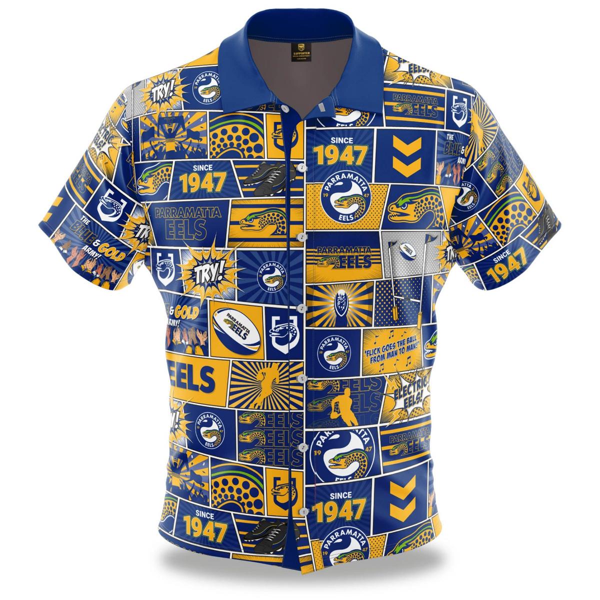 Nrl Parramatta Eels Mascot Wearing Hat Christmas Theme Hawaiian Shirt Funny Gift For Fans