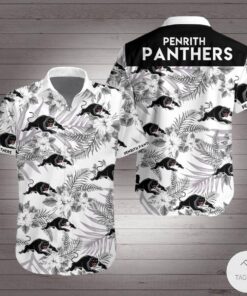 Nrl Penrith Panthers Black White Hawaiian Shirts For Men Women