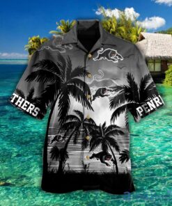 Nrl Penrith Panthers Logo Black Gray Tropical Hawaiian Shirt Best Gift Ideas