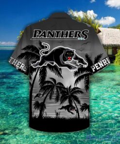 Nrl Penrith Panthers Logo Black Gray Tropical Hawaiian Shirt Best Gift Ideas 3