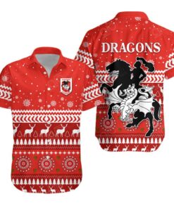 Nrl St. George Illawarra Dragons Christmas Theme Red Hawaiian Shirt Best Gift Ideas