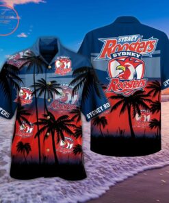 Nrl Sydney Roosters Big Logo Palm Trees Tropical Hawaiian Shirt Gift For Fans