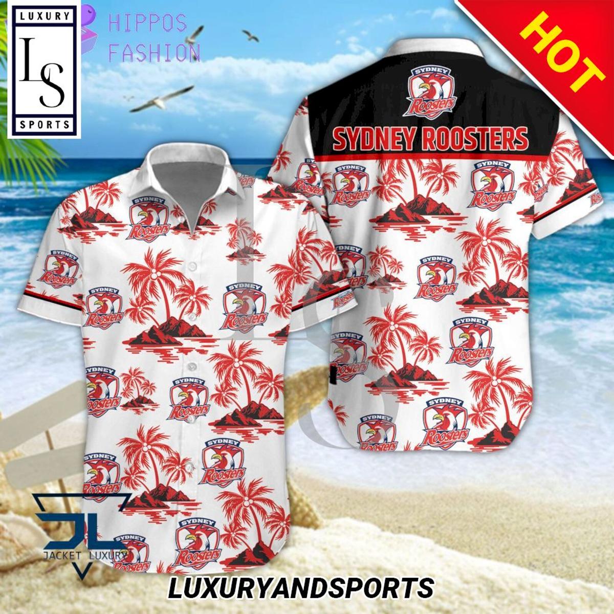 Nrl Sydney Roosters Big Logo Palm Trees Tropical Hawaiian Shirt Gift For Fans