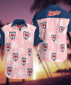 Nrl Sydney Roosters Logo With Palm Trees Patterns Pink Blue Hawaiian Shirt For Men Women Fans