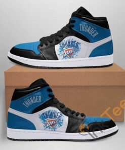 Oklahoma City Thunder Blue White Air Jordan 1 High Sneakers For Fans