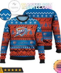 Oklahoma City Thunder Blue Orange Ugly Christmas Sweater Gift