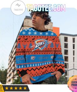 Oklahoma City Thunder Blue Orange Ugly Christmas Sweater Gift 3