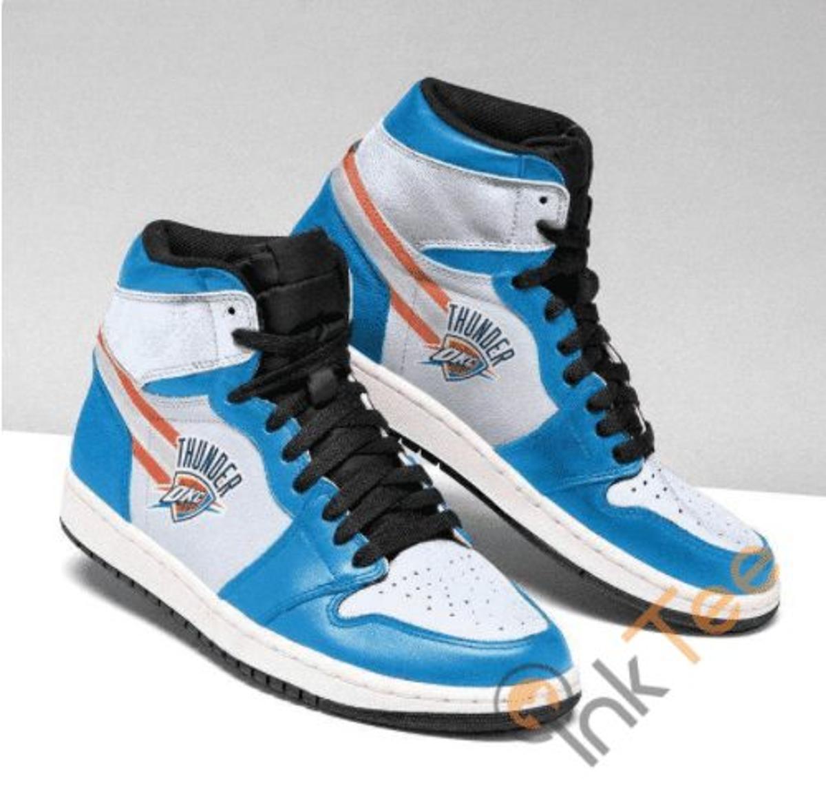 Oklahoma City Thunder Blue White Air Jordan 1 High Sneakers For Fans