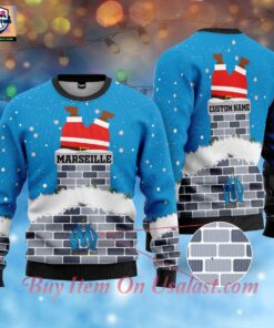 Olympique De Marseille White Blue Ugly Christmas Sweater Gift For Fans