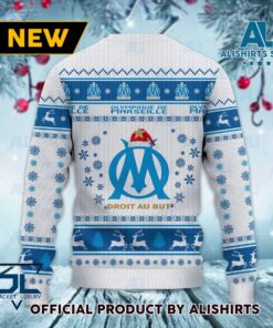 Olympique De Marseille White Blue Ugly Christmas Sweater For Fans 3