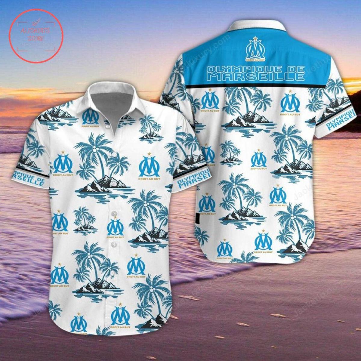 Olympique De Marseille White Blue Vintage Hawaiian Shirt Size From S To 5xl