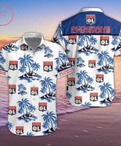 Olympique Lyon Multi Logo Coconut Island Patterns Tropical Hawaiian Shirt Best Gift Ideas