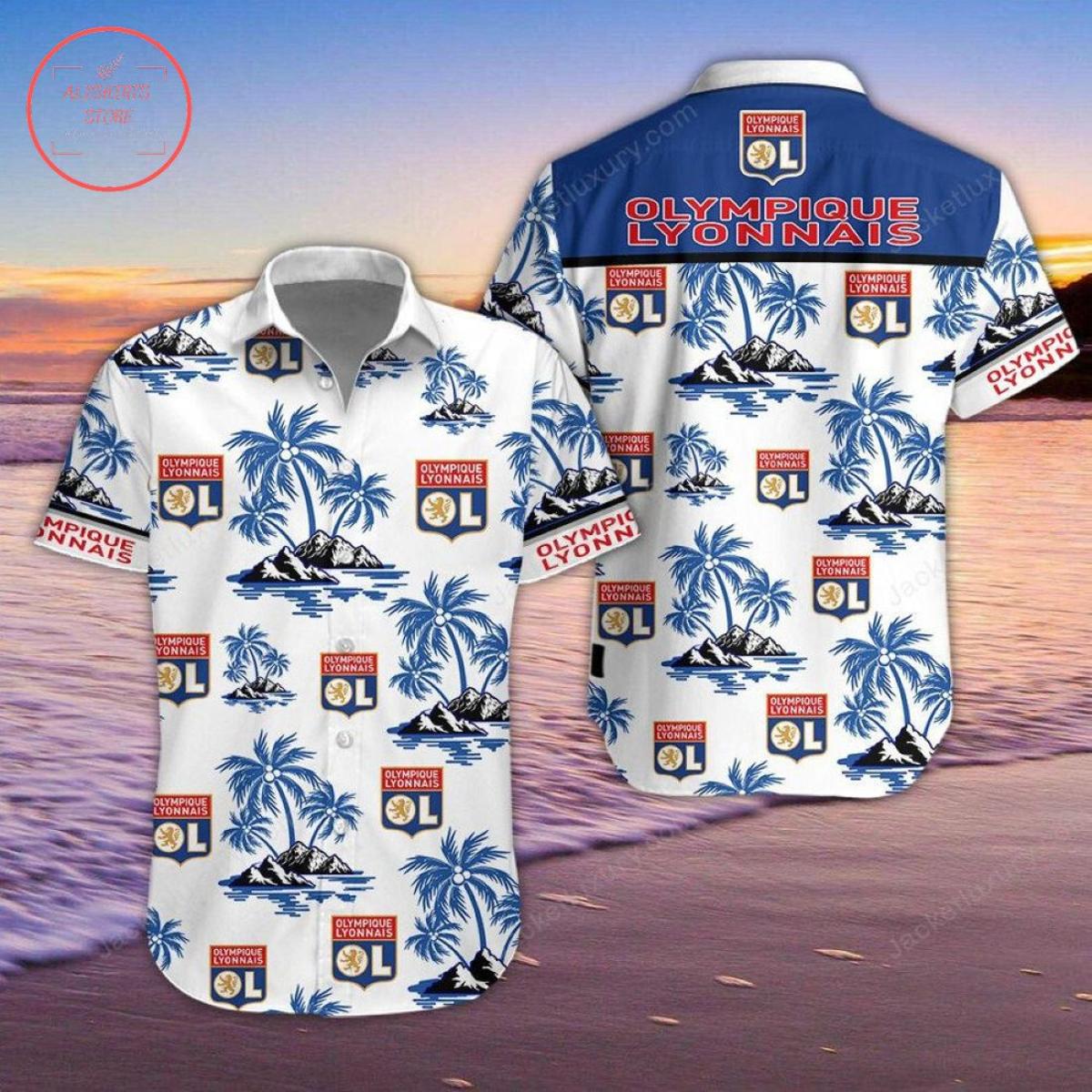 Olympique Lyon 3d Logo Special Design Hawaiian Shirt Best Gift For Fans