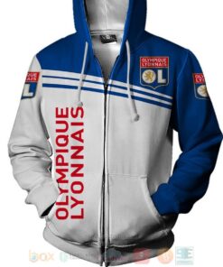 Olympique Lyon White Red Zip Hoodie Best Gift For Fans