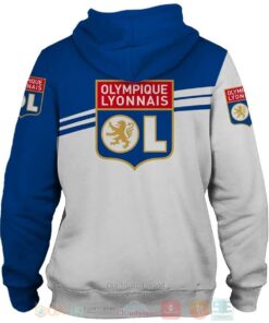 Olympique Lyon White Blue Zip Up Hoodie Gifts For Lovers 2