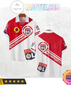 Olympique Lyon White Red Simple Style Hawaiian Shirt Size From S To 5xl