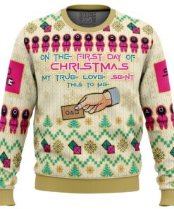 On The First Day Of Christmas Squid Game Funny Christmas Sweater Gift For Tv Series Fans 1