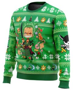 One Piece Character Zoro Christmas Style Ugly Xmas Sweater For Manga Anime Fans 2