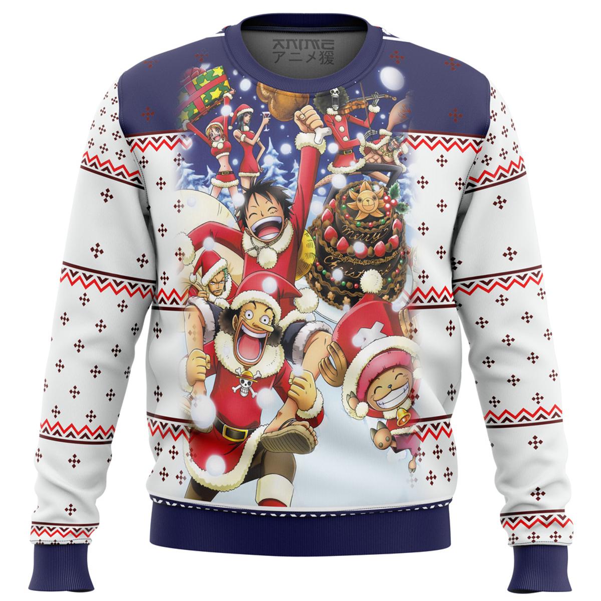 One Piece Crew Christmas Style Ugly Xmas Sweater Gift For Manga Anime Fans