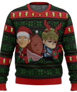 One Punch Man Saitama Genos Holiday Ugly Christmas Sweater Funny Gift For Fans