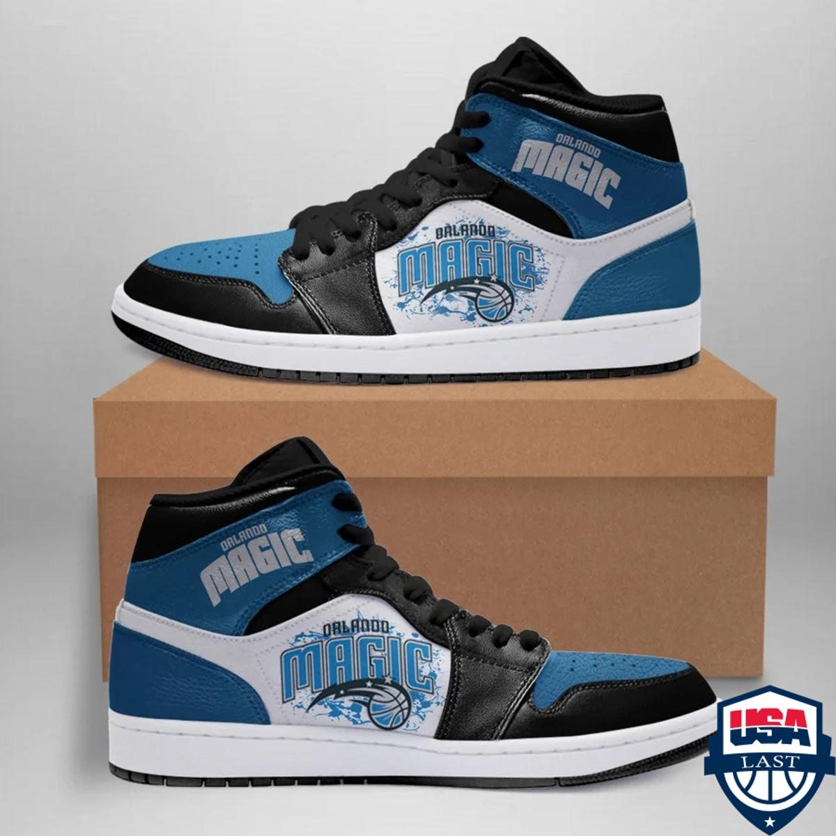 Orlando Magic Blue Black Air Jordan 1 High Sneakers For Fans