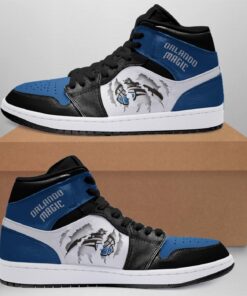 Orlando Magic Blue Black Scratch Air Jordan 1 High Sneakers Gift