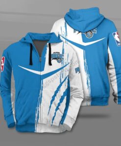 Orlando Magic Blue White Scratch Zip Hoodie Gift