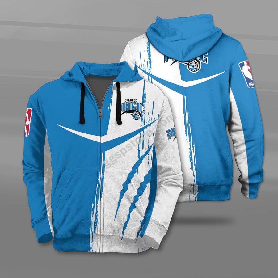 Orlando Magic Blue White Zip Hoodie For Fans