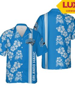 Orlando Magic Flowers With Stripe Lines Vintage Hawaiian Shirt Gifts For Nba Fans