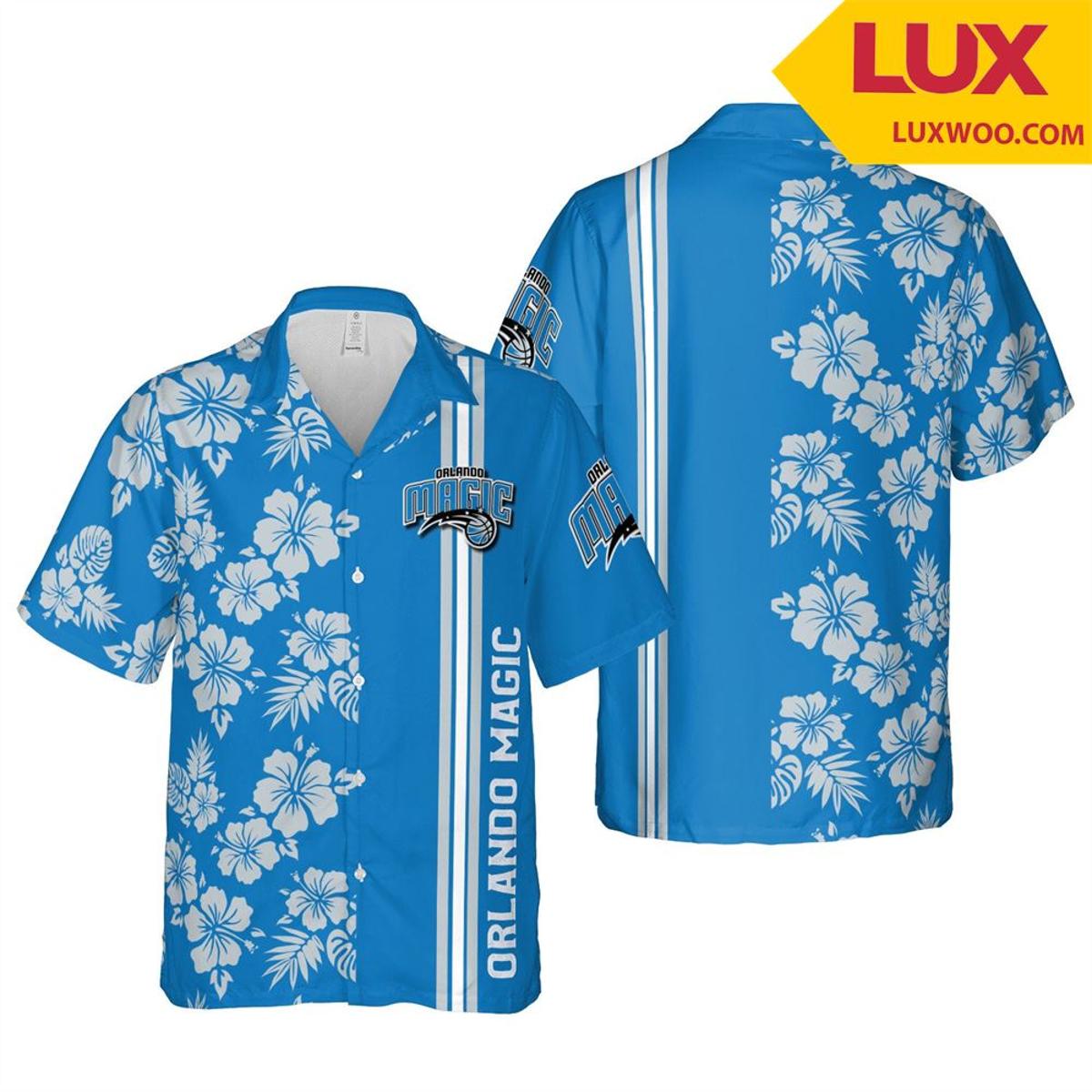 Nba Orlando Magic White Blue Tropical Aloha Shirt Best Gifts Idea