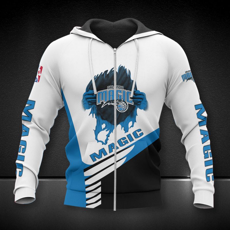 Orlando Magic Blue Black Skull Zip Hoodie Best Gift For Fans