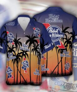 Pabst Blue Ribbon Coconut Beach Tropical Hawaiian Shirt Best Gift For Fans