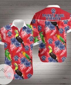 Pabst Blue Ribbon Summer Patterns Red Aloha Shirt For Men Women Fans