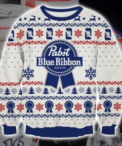 Pabst Blue Ribbon Ugly Christmas Sweater For Men And Women