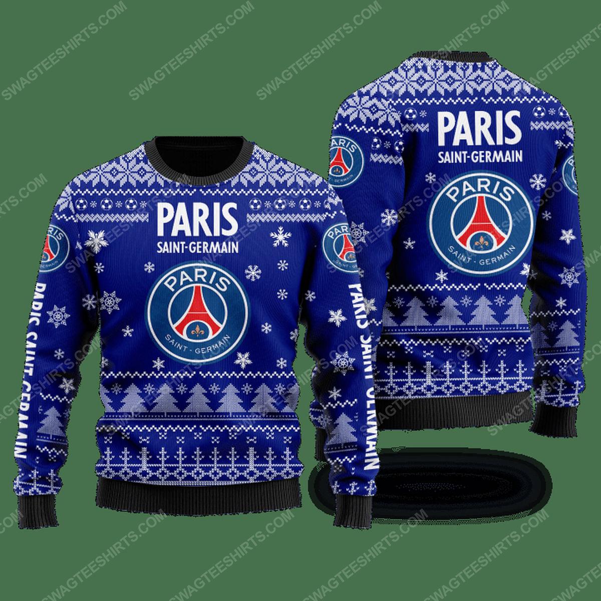 Paris Saint-germain Fc Blue Ugly Christmas Sweater For Men And Women