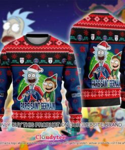 Paris Saint-germain Fc Rick And Morty Ugly Christmas Sweater For Fans