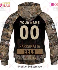 Parramatta Eels Custom Name Camo Zip Hoodie Funny Gift For Fans