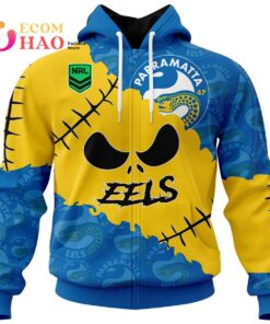 Parramatta Eels Custom Name Number Halloween Zip Hoodie Funny Gift For Fans