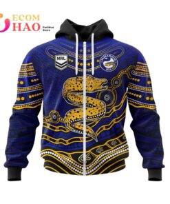 Parramatta Eels Custom Name Number Indigenous Mascot Zip Hoodie Gift For Fans