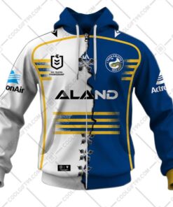 Parramatta Eels Custom Name Number Mix Jersey Zip Hoodie Gift For Fans