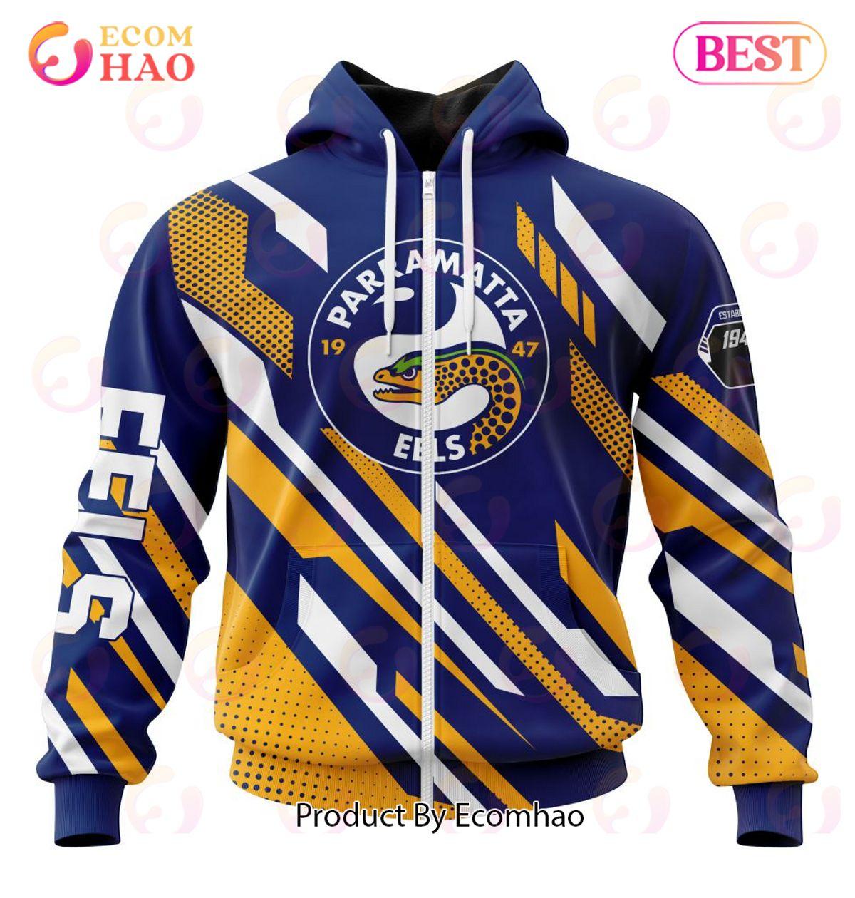 Parramatta Eels Custom Name Number Armor Zip Hoodie Gift For Fans