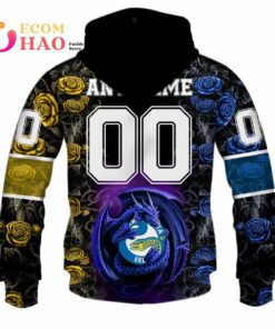 Parramatta Eels Custom Name Number Rose Dragon Zip Hoodie Best Gift For Fans