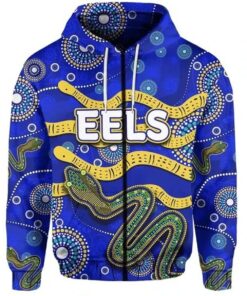 Parramatta Eels Custom Text Aboriginal Tribal Style Zip Hoodie For Fans