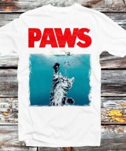 Paws Jaws Parody Funny Cat T-shirt Best Gifts