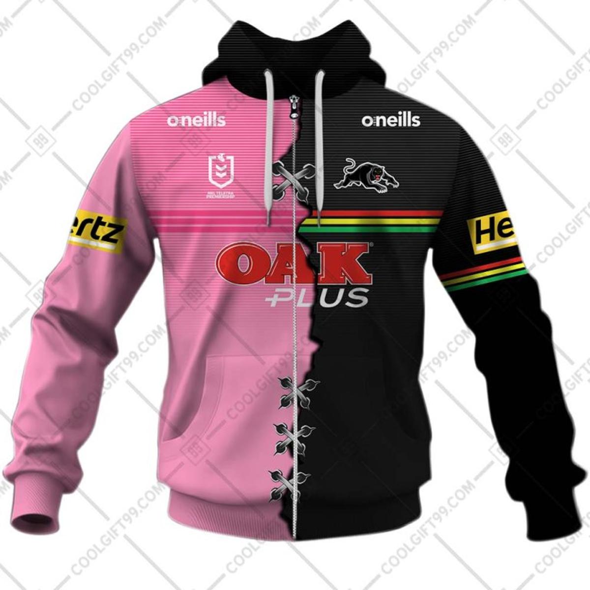 Penrith Panthers Custom Name Number 2023 Mix Jersey Black Zip Hoodie