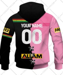 Penrith Panthers Custom Name Number 2023 Mix Jersey Black Zip Up Hoodie 2