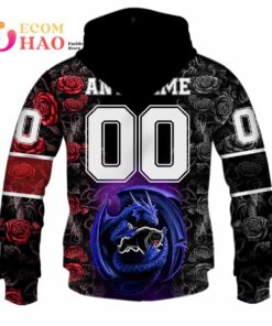 Penrith Panthers Custom Name Number Rose Dragon Zip Hoodie Funny Gift For Fans