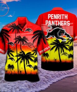 Penrith Panthers Summer Coconut Trees Tropical Aloha Shirt Best Hawaiian Outfit For Nrl Fans