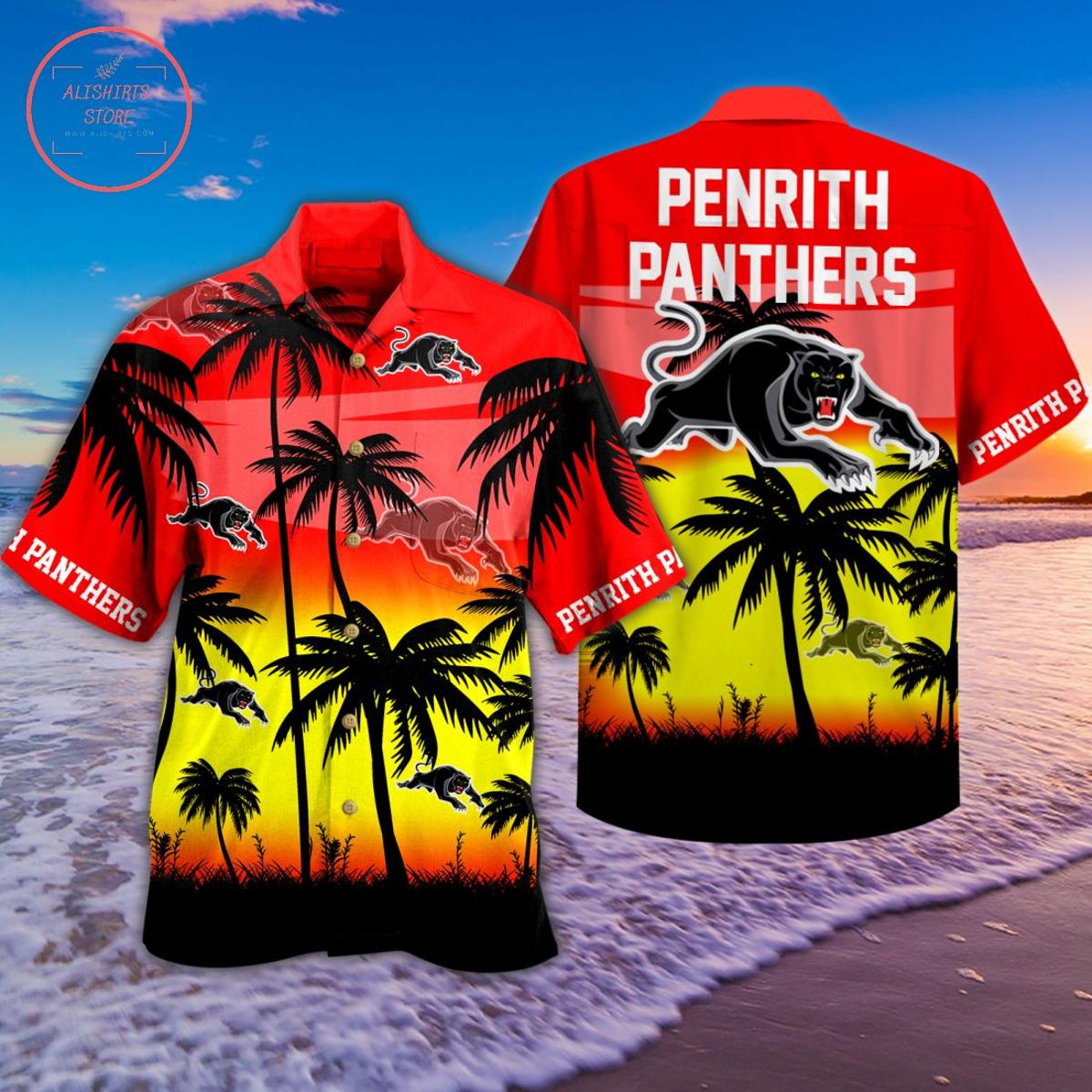 Nrl Penrith Panthers Black Silver Simple Style Hawaiian Shirt Best Gift For Fans